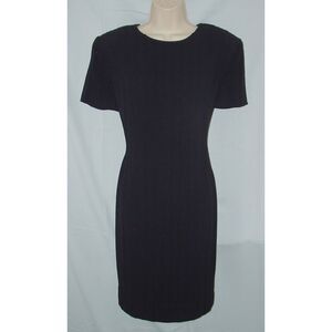 Black Sz 10 Church Office Lined Bias Pleated Knee Length Pencil Dress MARIANNA